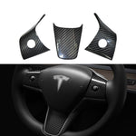 Carbon Fiber Steering Wheel Wrap 3 pcs - Model 3 and Model Y