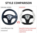 Forged Carbon Fiber Texture Motion steering wheel - Model 3 (white leather carbon glossy)